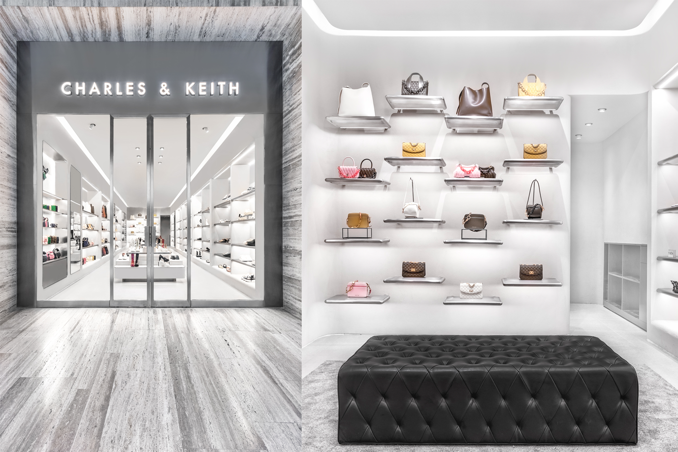 Carved out to provide a respite from the noise of the outside world, CHARLES & KEITH’s first brick-and-mortar store at the Artz Pedregal Mall in Mexico City is thoughtfully designed to reflect a contemporary perspective of simplicity and sophistication from the textures of the interior, to the presentation of the merchandise.